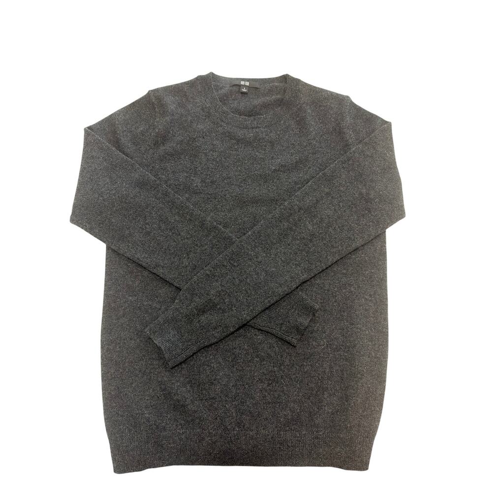 Uniqlo Women's Dark Gray crew neck knit 100% Cashmere sweater size small luxury